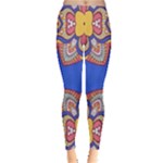 Yellow red shapes on a blue background                                                          Leggings