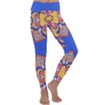 Yellow red shapes on a blue background                                                         Kids  Lightweight Velour Classic Yoga Leggings