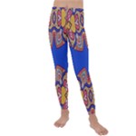Yellow red shapes on a blue background                                                        Kids  Lightweight Velour Leggings