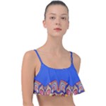 Yellow red shapes on a blue background                                                         Frill Bikini Top