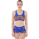 Yellow red shapes on a blue background                                                          Work It Out Sports Bra Set