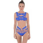 Yellow red shapes on a blue background                                                          Bandaged Up Bikini Set