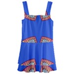 Yellow red shapes on a blue background                                                        Kids  Layered Skirt Swimsuit