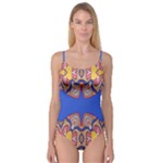 Yellow red shapes on a blue background                                                          Camisole Leotard