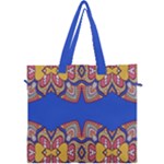 Yellow red shapes on a blue background                                                          Canvas Travel Bag