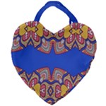 Yellow red shapes on a blue background                                                          Giant Heart Shaped Tote