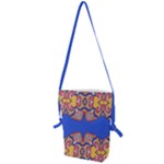 Yellow red shapes on a blue background                                                          Folding Shoulder Bag
