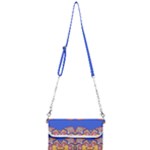 Yellow red shapes on a blue background                                                          Mini Crossbody Handbag