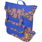 Yellow red shapes on a blue background                                                          Buckle Up Backpack