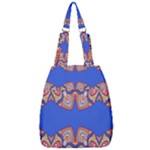Yellow red shapes on a blue background                                                          Center Zip Backpack