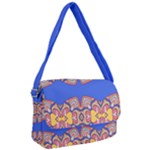 Yellow red shapes on a blue background                                                          Courier Bag