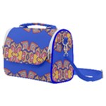 Yellow red shapes on a blue background                                                       Satchel Shoulder Bag
