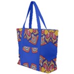 Yellow red shapes on a blue background                                                      Zip Up Canvas Bag