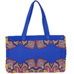 Yellow red shapes on a blue background                                                       Canvas Work Bag