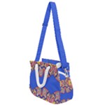 Yellow red shapes on a blue background                                                       Rope Handles Shoulder Strap Bag