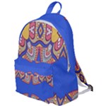 Yellow red shapes on a blue background                                                       The Plain Backpack