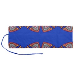 Yellow red shapes on a blue background                                                       Roll Up Canvas Pencil Holder (M) from ArtsNow.com