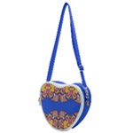 Yellow red shapes on a blue background                                                      Heart Shoulder Bag