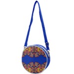Yellow red shapes on a blue background                                                      Crossbody Circle Bag