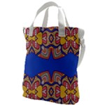 Yellow red shapes on a blue background                                                      Canvas Messenger Bag