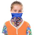 Yellow red shapes on a blue background                                                      Face Covering Bandana (Kids)