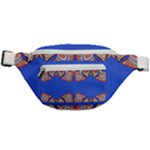 Yellow red shapes on a blue background                                                      Fanny Pack