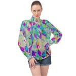 Watercolors spots                                                        High Neck Long Sleeve Chiffon Top
