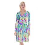 Watercolors spots                                                              Long Sleeve Velvet Front Wrap Dress