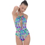 Watercolors spots                                                          Plunge Cut Halter Swimsuit