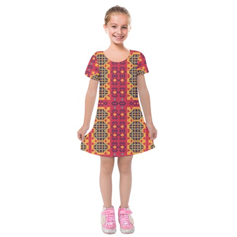 Shapes in retro colors2                                                               Kids  Short Sleeve Velvet Dress from ArtsNow.com