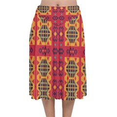 Velvet Flared Midi Skirt 