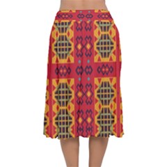 Velvet Flared Midi Skirt 