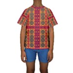 Shapes in retro colors2                                                            Kid s Short Sleeve Swimwear