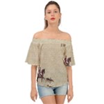 Foxhunt horse and hound Off Shoulder Short Sleeve Top