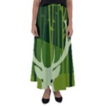 Forest Deer Tree Green Nature Flared Maxi Skirt