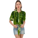 Forest Deer Tree Green Nature Tie Front Shirt 
