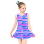 Fish Texture Blue Violet Module Kids  Skater Dress Swimsuit