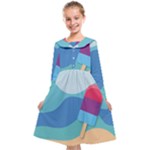 Ice Summer Beach Sea Dessert Kids  Midi Sailor Dress