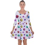 Egg Easter Texture Colorful Quarter Sleeve Skater Dress