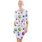 Egg Easter Texture Colorful Quarter Sleeve Hood Bodycon Dress