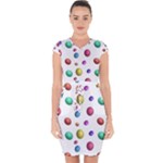 Egg Easter Texture Colorful Capsleeve Drawstring Dress 