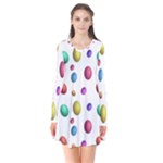 Egg Easter Texture Colorful Long Sleeve V-neck Flare Dress