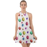 Egg Easter Texture Colorful Halter Tie Back Chiffon Dress