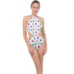 Egg Easter Texture Colorful Halter Side Cut Swimsuit