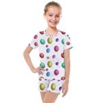 Egg Easter Texture Colorful Kids  Mesh Tee and Shorts Set