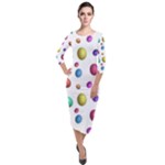 Egg Easter Texture Colorful Quarter Sleeve Midi Velour Bodycon Dress
