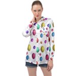 Egg Easter Texture Colorful Long Sleeve Satin Shirt