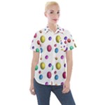 Egg Easter Texture Colorful Women s Short Sleeve Pocket Shirt