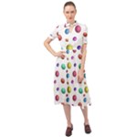 Egg Easter Texture Colorful Keyhole Neckline Chiffon Dress