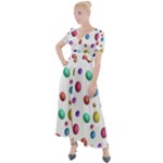 Egg Easter Texture Colorful Button Up Short Sleeve Maxi Dress